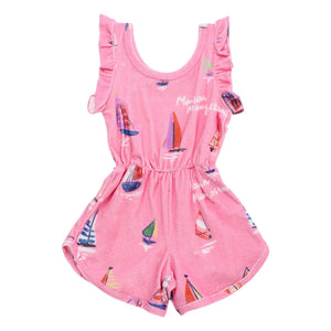 Maison Mangostan - Rosa Voile Eponge Overall mit Shorts