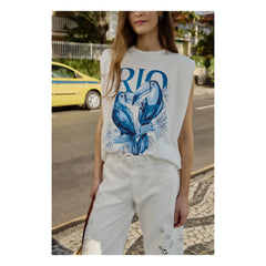 Farm Rio - Rio Epaulet T-Shirt | Weiß