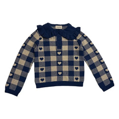 Louis Louise - Pauline Lurex Peter-Pan-Kragen Pullover | Marineblau