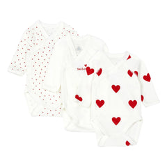 Petit Bateau - 3er-Pack Cœur Latzhose aus Bio-Baumwolle | Rot