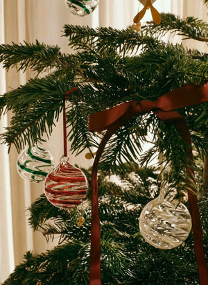 Broste Copenhagen - Cam Kıvrımlı Noel Süsleri - 3'lü Set | Beyaz