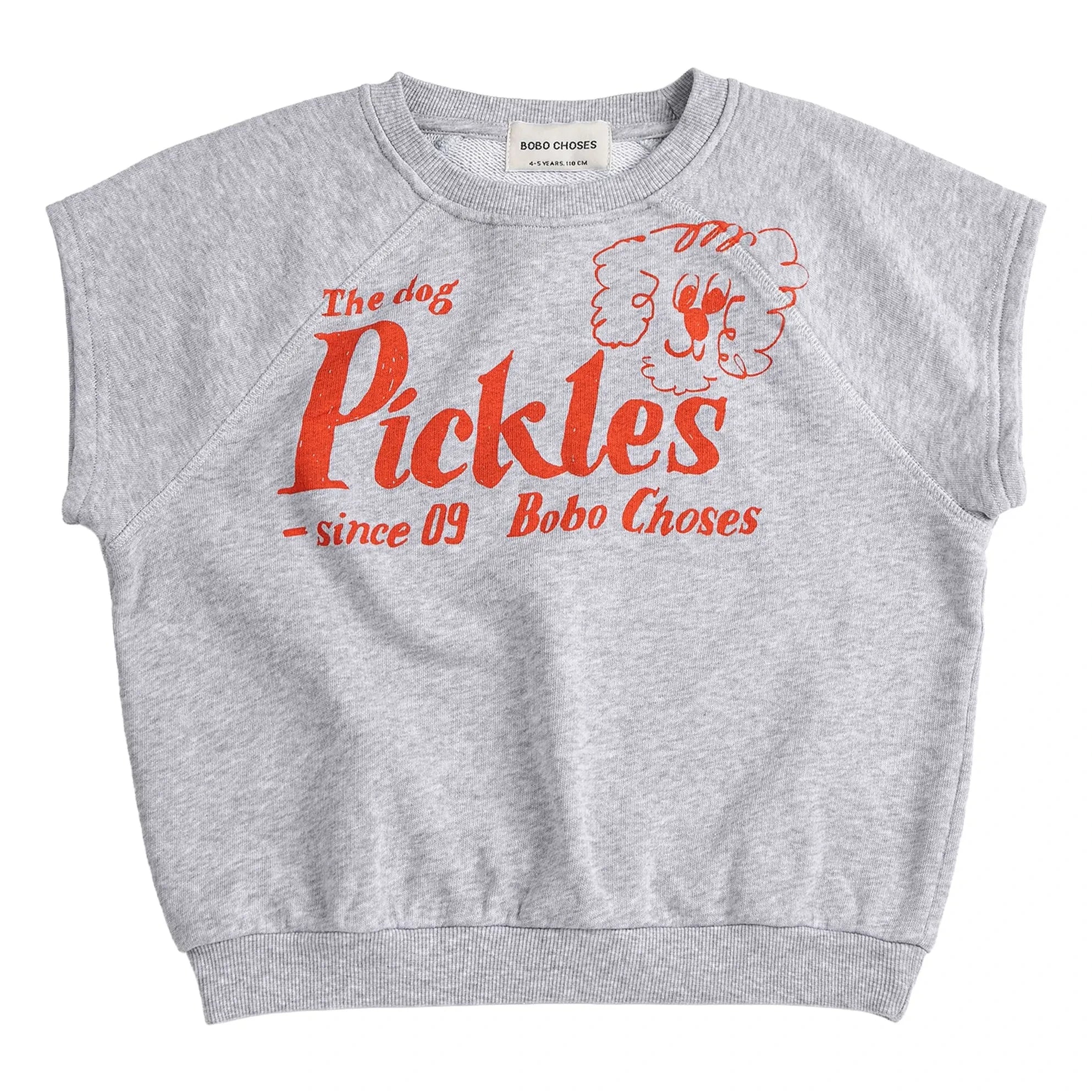 Bobo Choses - The Dog Pickles Organik Pamuklu Kolsuz Sweatshirt | Gri melanj