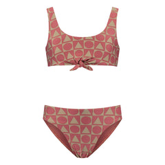 Beachlife - 2-teiliger Badeanzug Knoten Grafik Recycelte Fasern | Bordeaux
