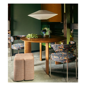 The Socialite Family - Fiori pouf in striped fabric | Brown