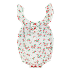 Piupiuchick - Bio-Baumwoll-Overall mit Blumenmuster | Weiß