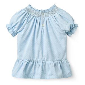 Copenhagen Colors - Blusa de guipur de algodón orgánico | Azul claro