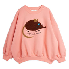 Mini Rodini - Sudadera de algodón orgánico con ratón bordado | Rosa