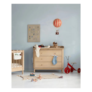 Cambiador para cómoda de 3 cajones de madera Oliver Furniture