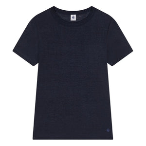 Petit Bateau - Leinen-Jersey-T-Shirt | Marineblau