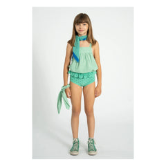 Piupiuchick - Organic Cotton Heart-Print Bloomer | Green