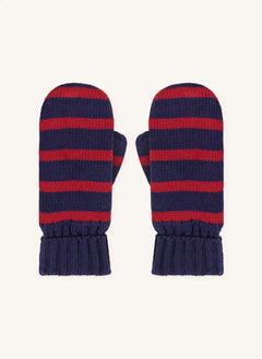 Petit Bateau - Çizgili Organik Pamuk Eldivenler | Gece mavisi