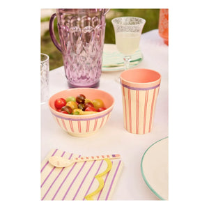 Rice – Gestreifter Melaminbecher | Creme