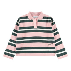 Molo - Polo a rayas Mille de algodón orgánico | Rosa empolvado