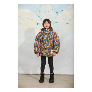 Mini Rodini - Blumenmuster Steppjacke mit recycelter Füllung | Schwarz