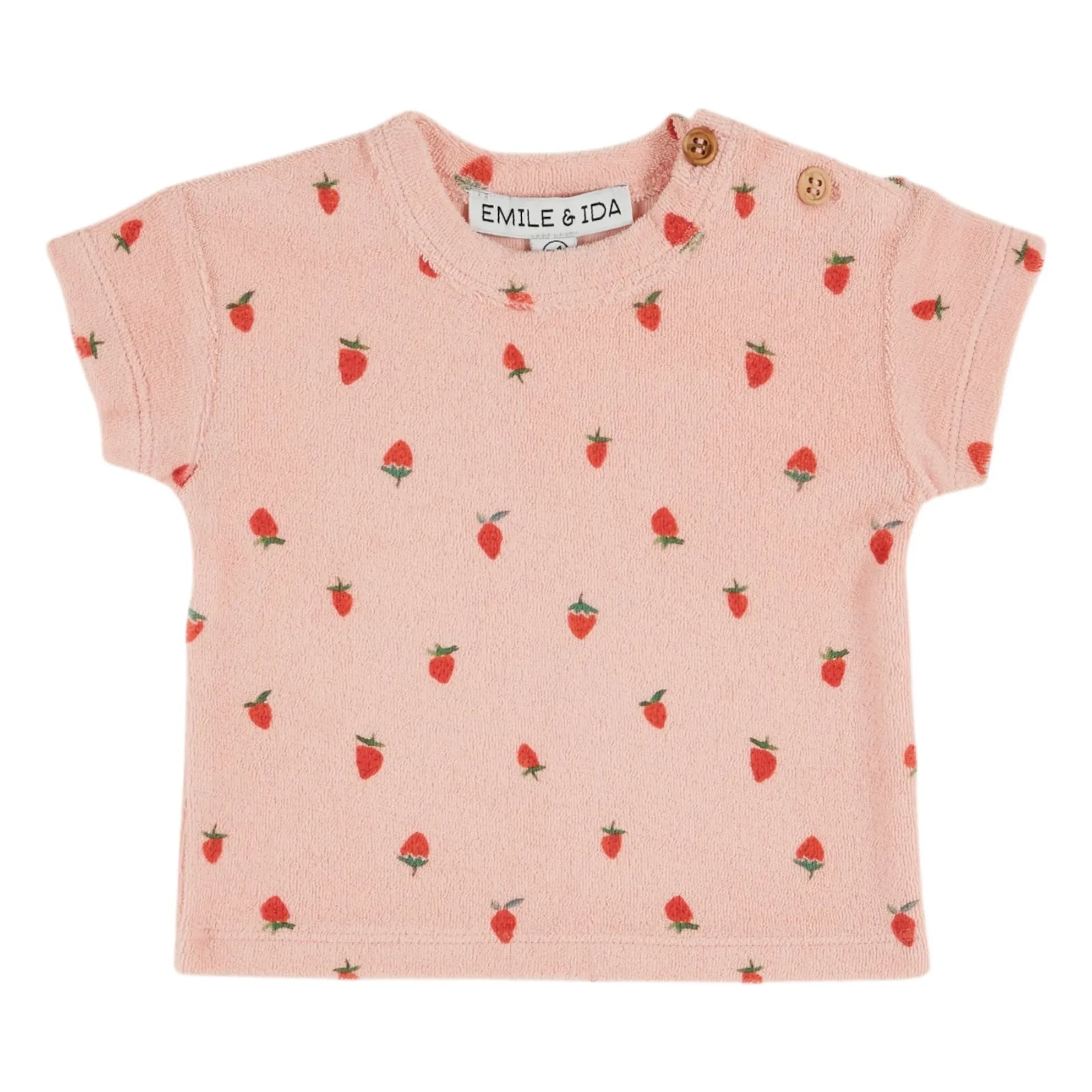 Emile et Ida - Çilek organik pamuk havlu T-shirt | Pembe