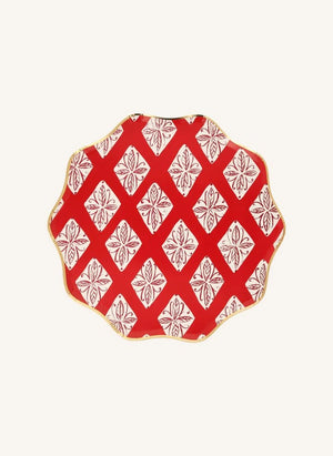 Meri Meri - Block Print desenli büyük Noel tabakları - 8'li set