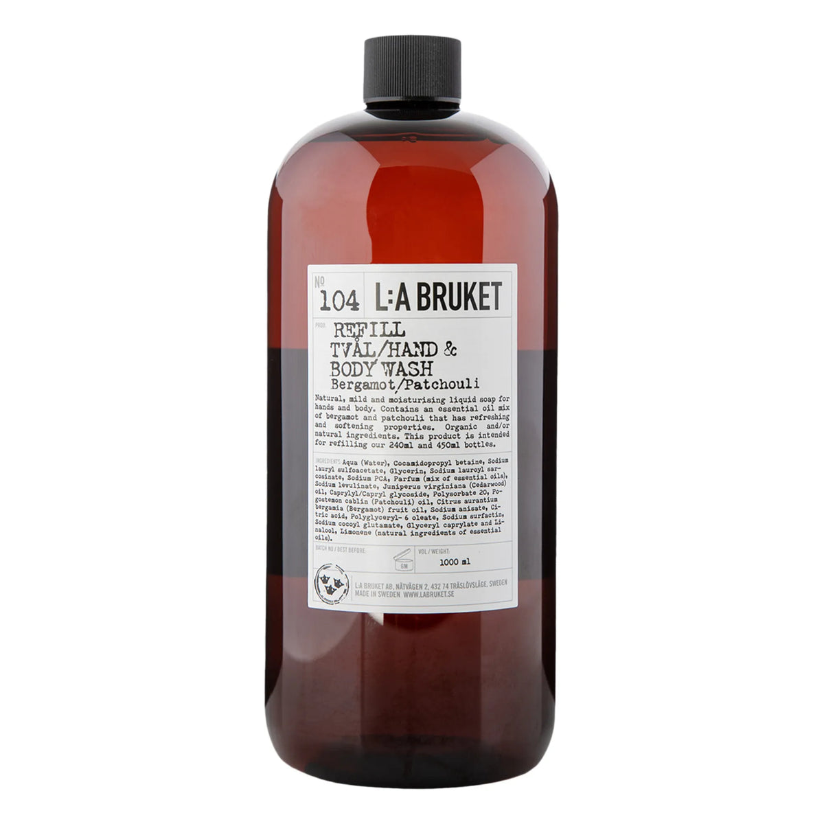 L:A BRUKET - 104 Nachfüllpack Hand- und Körperwäsche Bergamotte/Patchouli 1000 ml