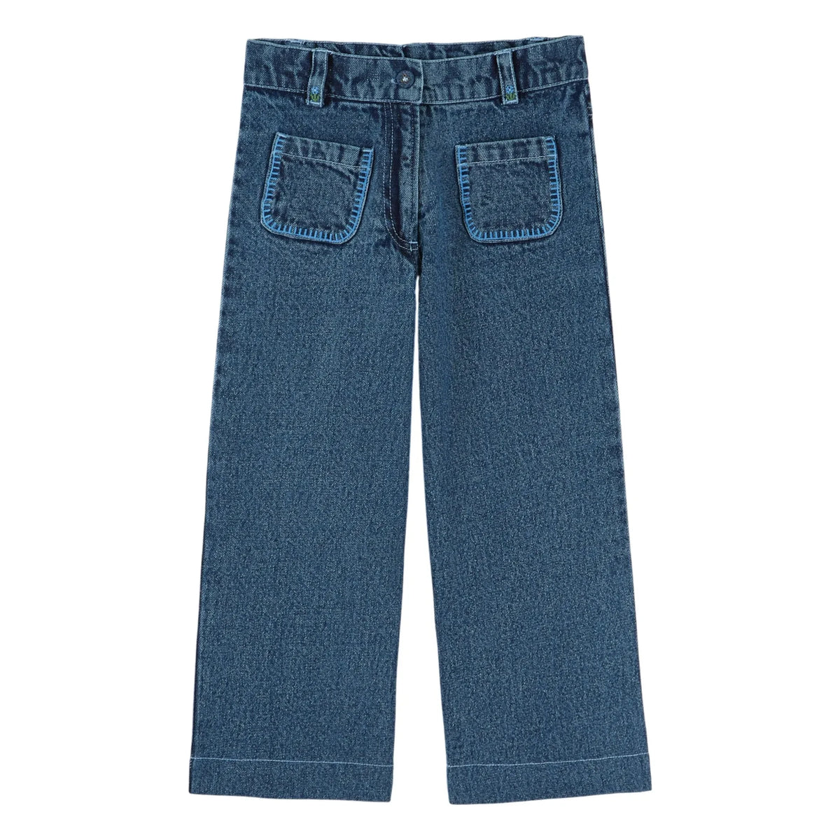 Emile et Ida - Embroidered Pocket Denim Pants | Blue