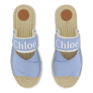 Chloé - Logo Denim sandaletler | Mavi