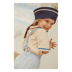 THE LiTTLE POETS - Florbela Carreaux Claudine Collar Embroidered Blouse | Pale Yellow