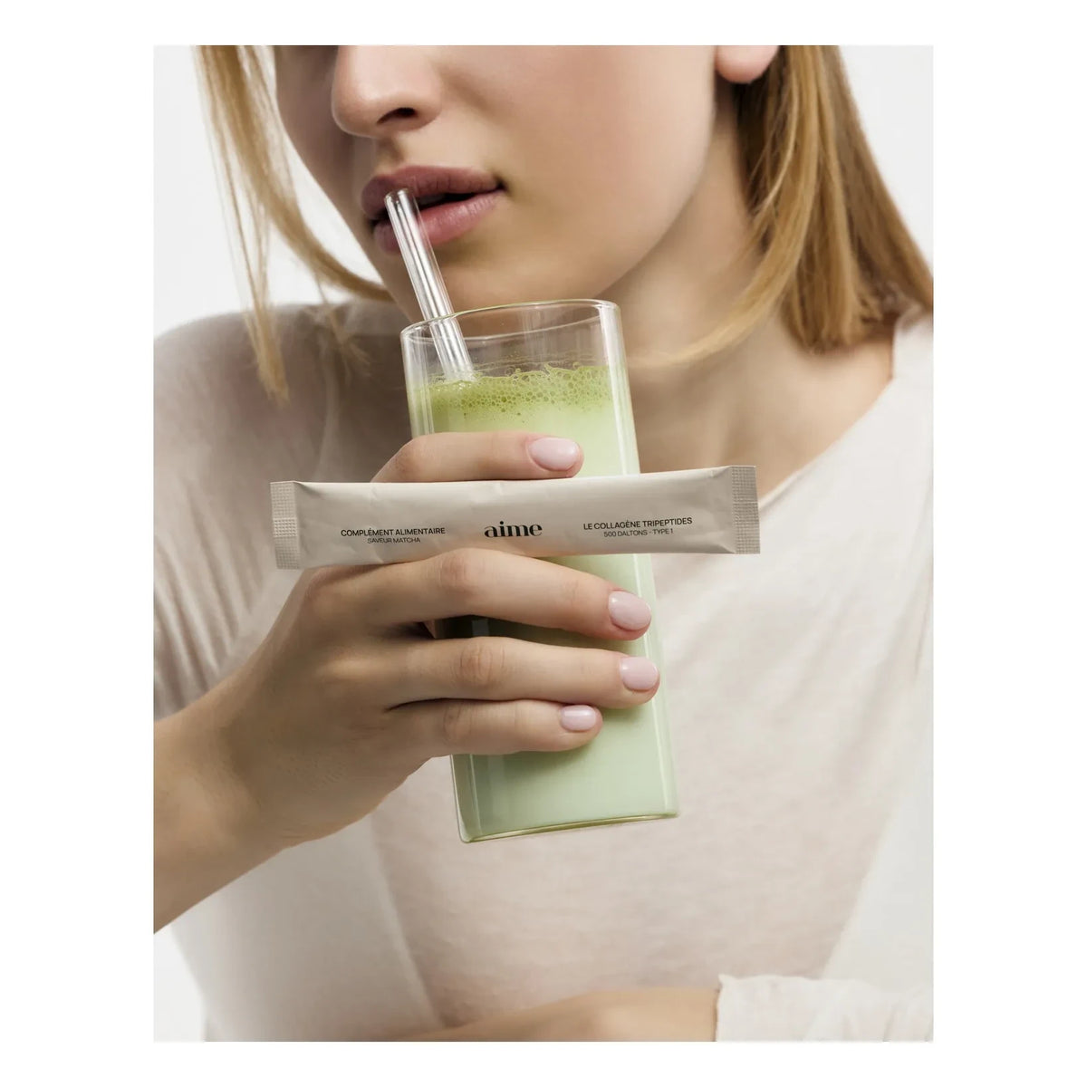 AIME - Colágeno tripéptido con sabor a Matcha - 30 sticks