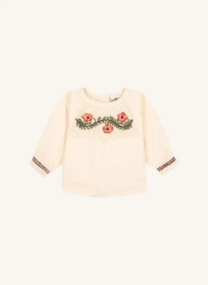 Bonton - Blusa con bordado floral | Crudo