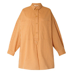 Sessùn - Fontella Gestreiftes Baumwollkleid | Orange