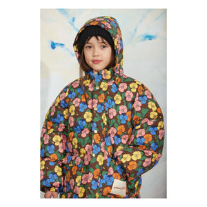Mini Rodini - Blumenmuster Steppjacke mit recycelter Füllung | Schwarz