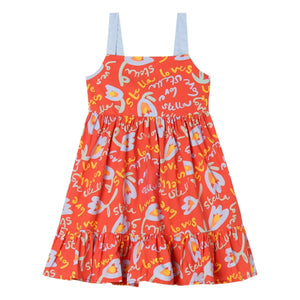 Stella McCartney Kids - Stella Fleurie elbise | Kırmızı