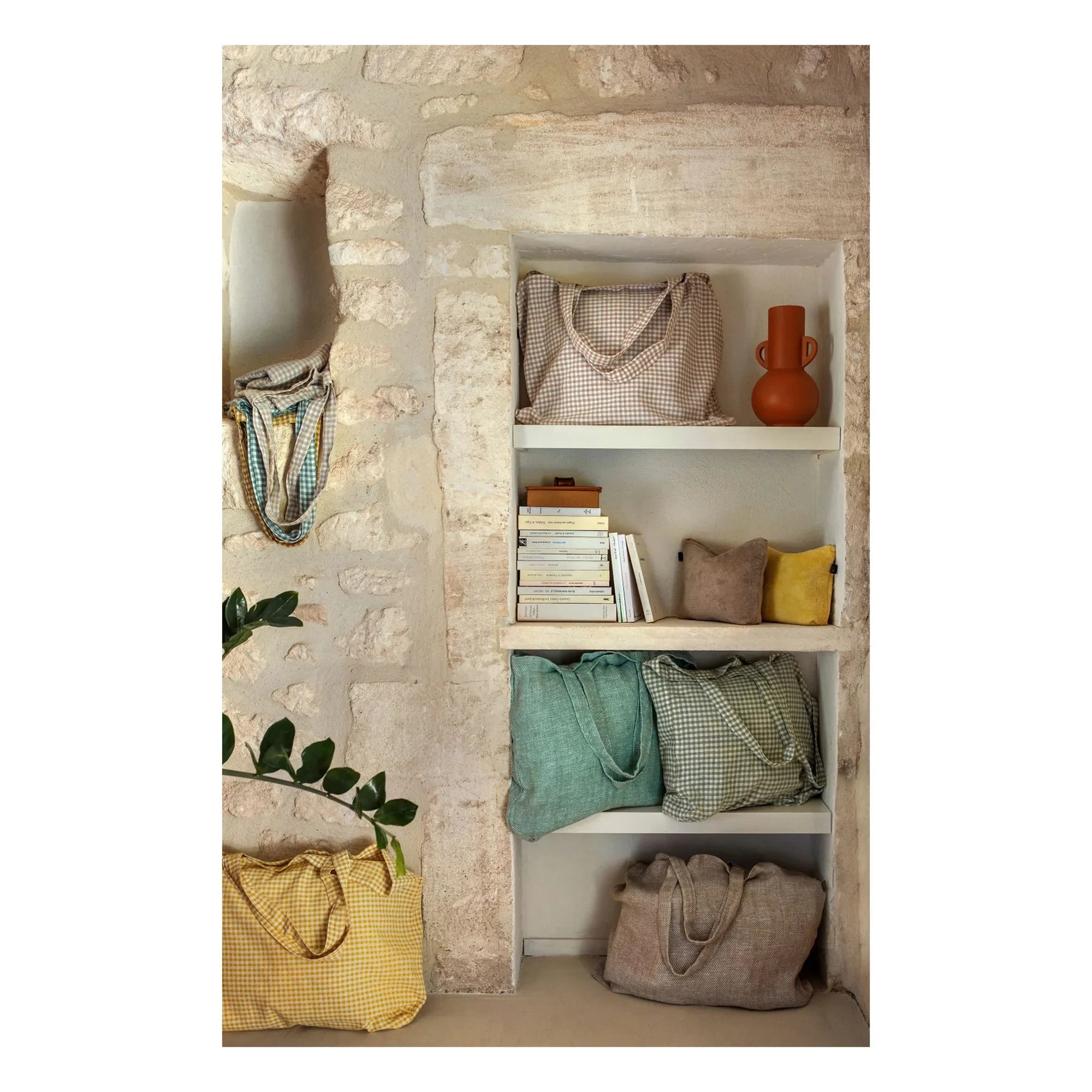 Haomy - Piana II bolso tote a cuadros | Verde almendra
