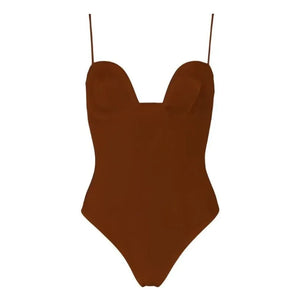 Vanessa Sposi - Vanessa Sposi X Laura Brown: Traje de baño de una pieza Balconette | Chocolate