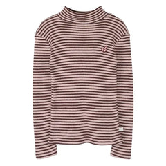Jenest - Tara Gestreiftes Rollkragen-T-Shirt | Bordeaux