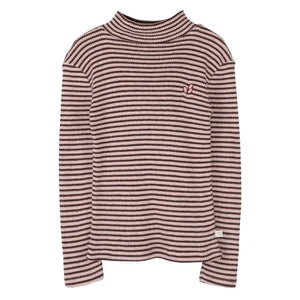 Jenest - Tara Gestreiftes Rollkragen-T-Shirt | Bordeaux