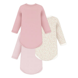 Petit Bateau - Conjunto de 3 Bodys de Algodón Orgánico con Estampado Floral Anudado | Rosa