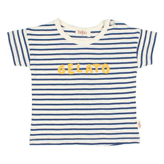 Búho - Gestreifte Gelato Bio-Baumwolle Baby T-Shirt | Marineblau
