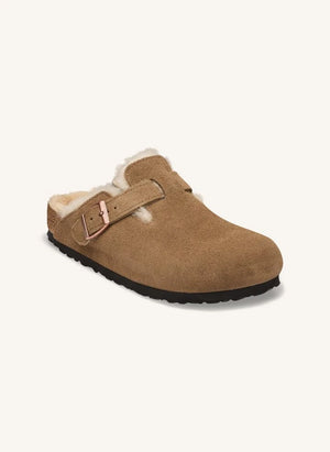 BIRKENSTOCK - Boston Shearling Süet Terlik | Taupe kahverengi