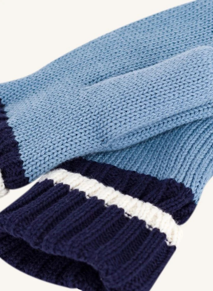 Petit Bateau - Guantes de punto acanalado azules