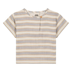 Studio Bohème - Orso Çizgili Organik Pamuk Gazlı Tişört | Açık Mavi