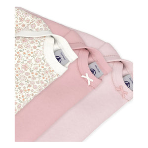 Petit Bateau - Conjunto de 3 Bodys de Algodón Orgánico con Estampado Floral Anudado | Rosa