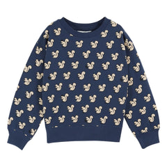 Emile et Ida - Squirrels organik pamuklu sweatshirt | Gece mavisi