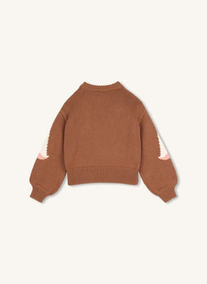 Chloé - Maglione in cotone biologico Flamants Roses | Caramello