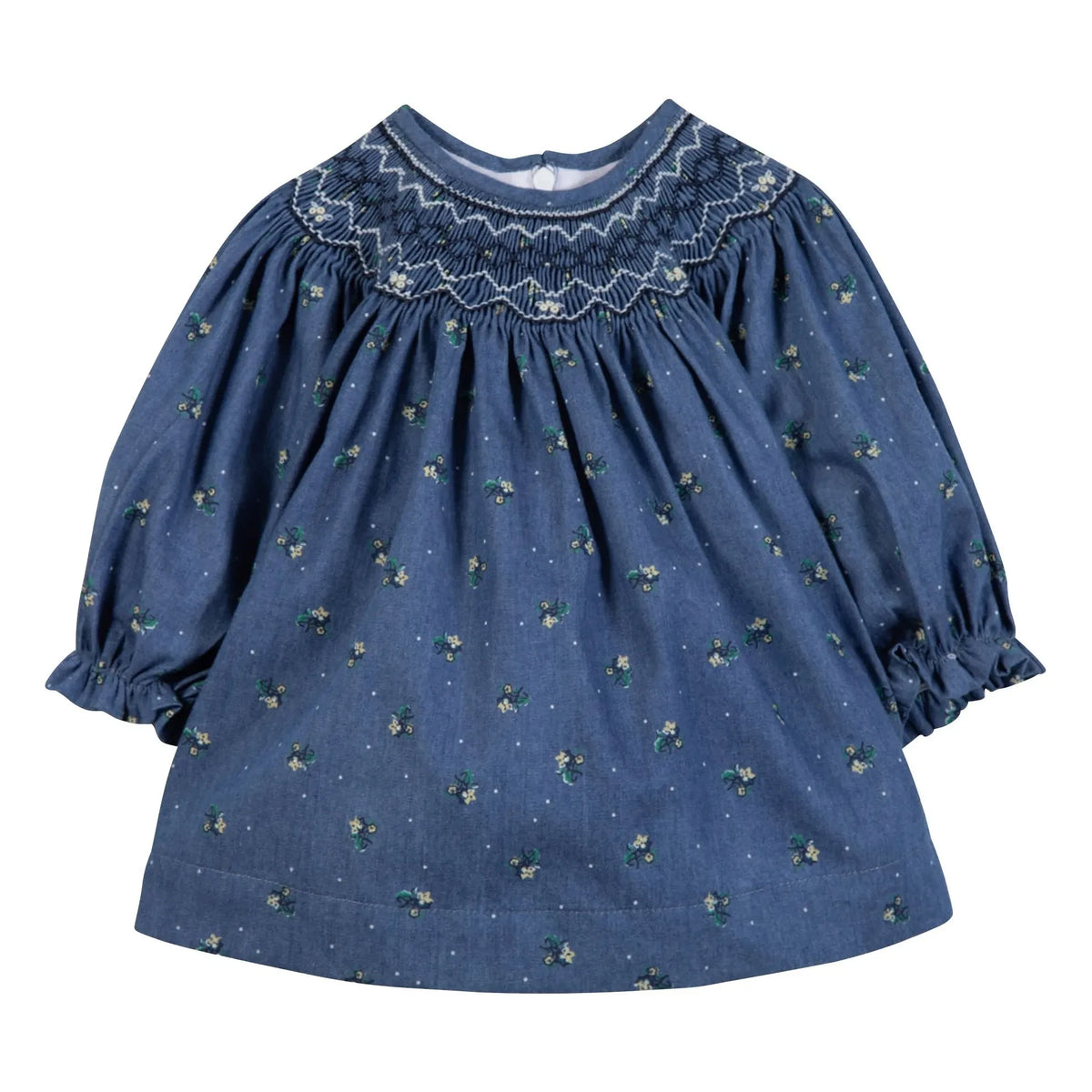 Tartine et Chocolat - Vestido fruncido con ramillete de flores | Azul oscuro