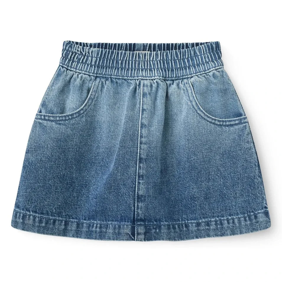 Copenhagen Colors - Organik Pamuklu Denim Blok Baskı Etek | Mavi