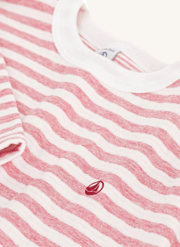 Petit Bateau - Camiseta de cuello redondo a rayas | Rosa