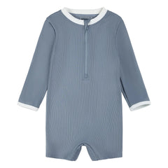 Petit Lem - Texturierter recycelter Faser-UV-Schutz Overall-Shorts | Blau