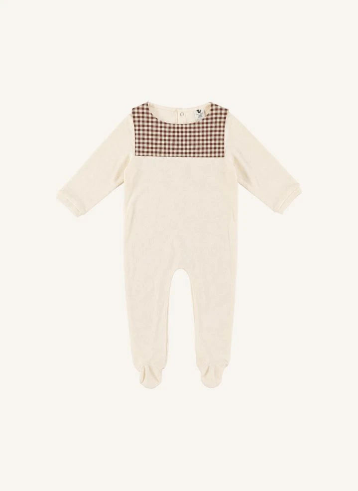Risu Risu - Kariertes Matrosen-Pyjama aus Bio-Baumwolle | Ecru