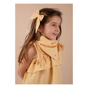 Loir - Carlotta Organik Pamuklu Ekoseli Fiyonk Saç Tokası | Sarı