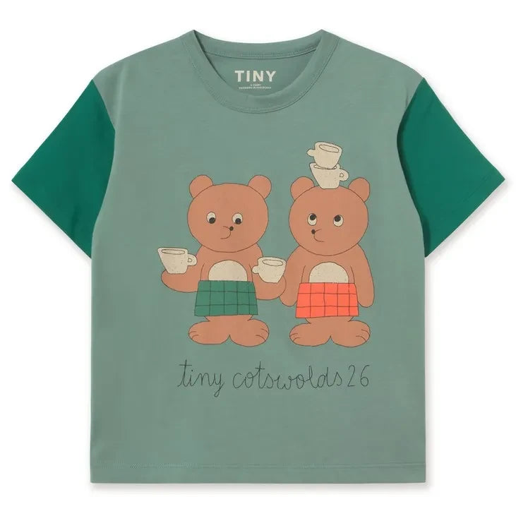 Tinycottons - Tea Room Organik Pamuk Tişört | Yeşil