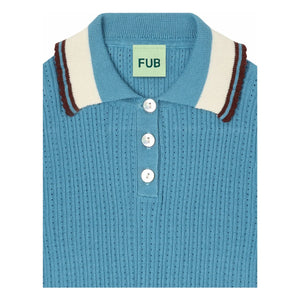 FUB - Polo Pointelle Fine Organic Cotton Knit | Azure Blue