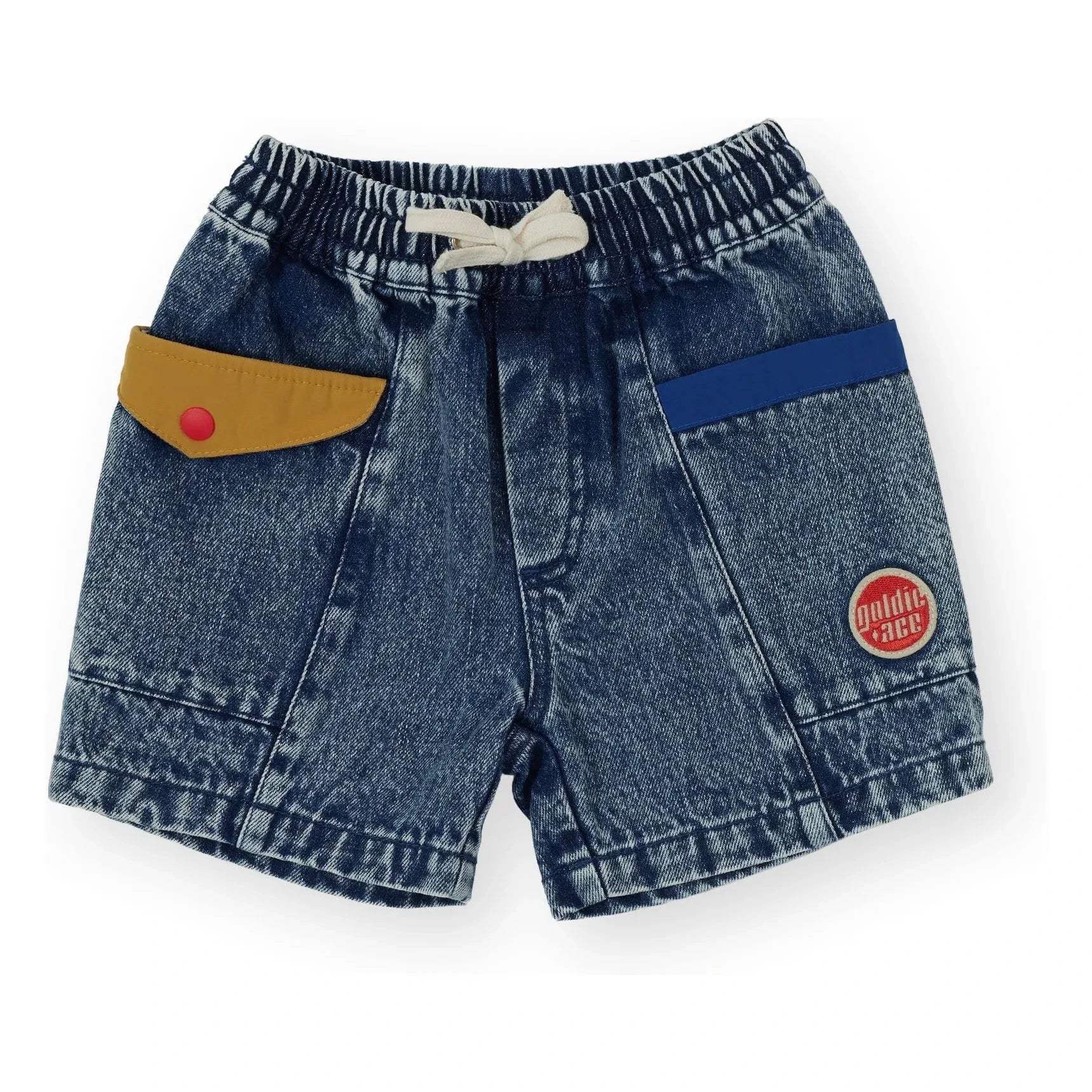 Goldie + Ace - Renk Bloklu Vintage Denim Şort | Mavi